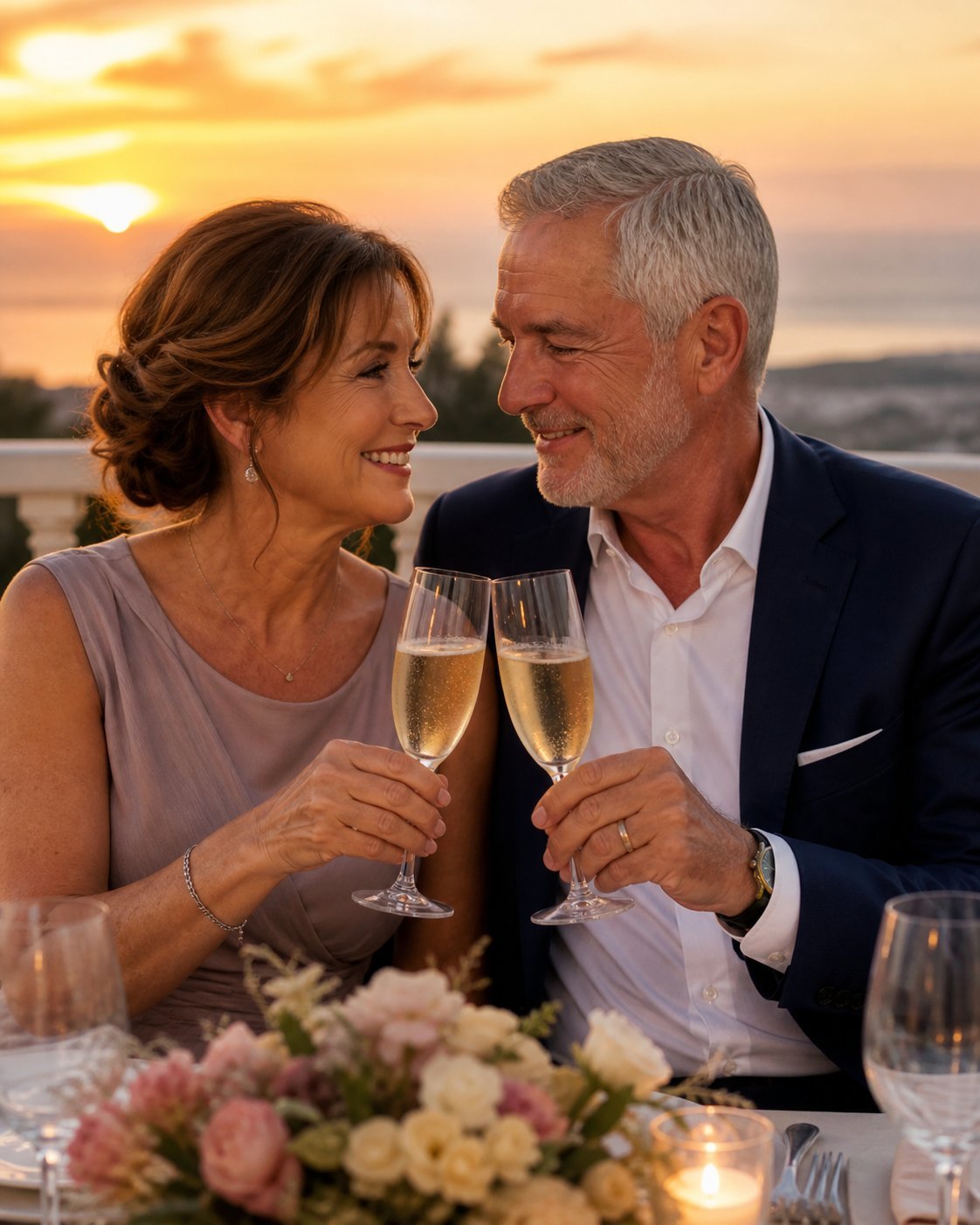 Esposa y esposo celebrando su aniversario