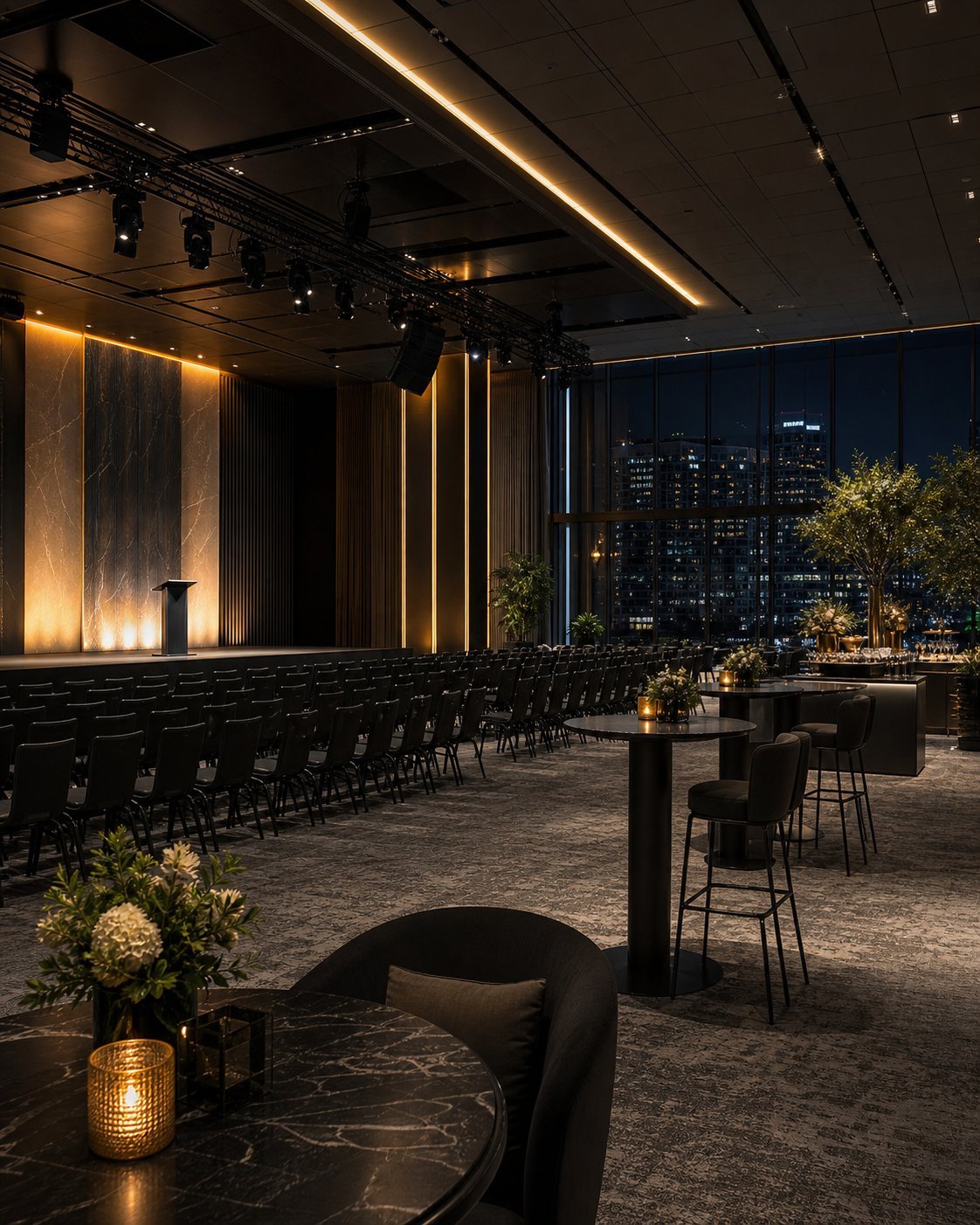 Sal&oacute;n moderno para evento corporativo