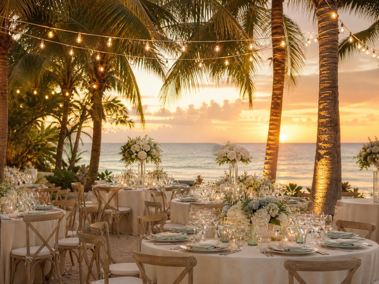 Recepción de boda frente al mar